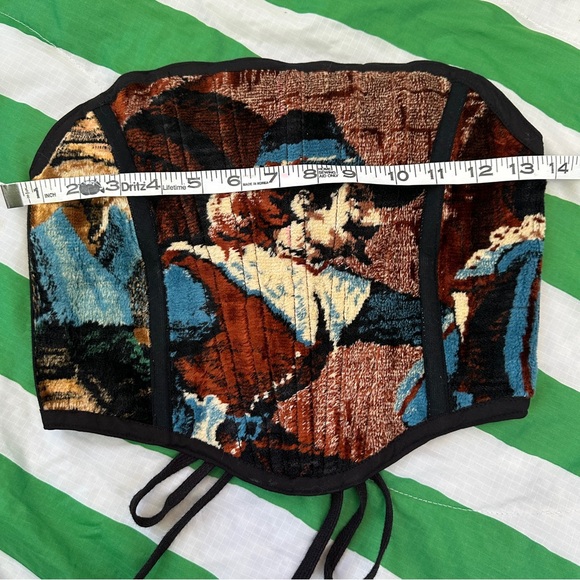 PSYCHIC OUTLAW corset! Lace up recycled clothing tapestry - Picture 4 of 8